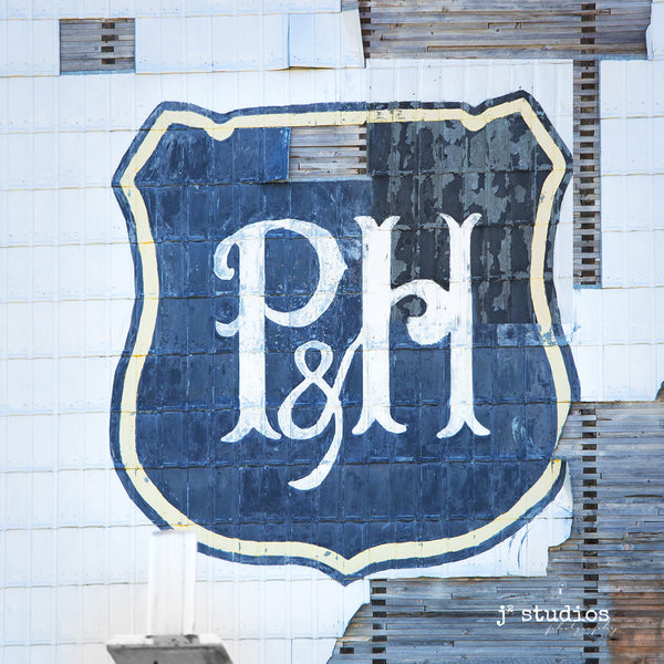 Art print of the vintage P&H sig as remembered by the countless grain elevators that adorned the Canadian Prairies.