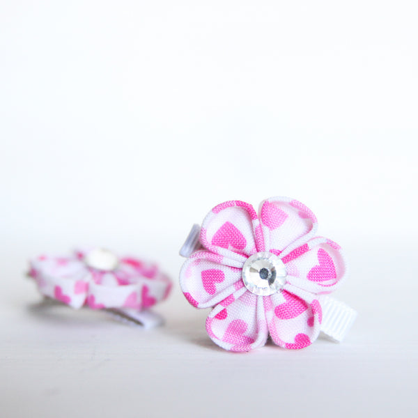 Fabric Flower Hair Clips