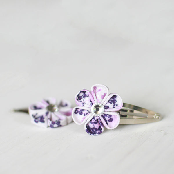 Fabric Flower Hair Clips