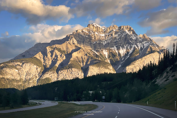 Photograph of Cascade Mountain at Sunrise in Banff National Park. Captivating photography by J² Studios.