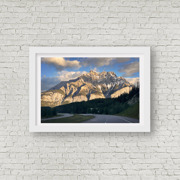 Framed Art Print of Cascade Mountain in Banff at Sunrise.  Powerful yet peaceful artwork by J² Studios Photography.