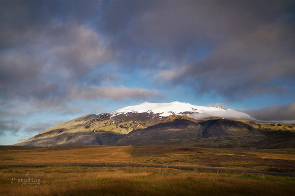 Image of the famous Snæfellsjökull volcano in Snaefellsnes Peninsula of Iceland. Nordic landscape photography.