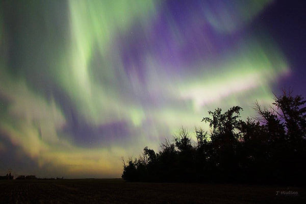 Splash of Aurora is an image of the Aurora Borealis over south Edmonton on a G3 Storm. Northern Lights art print.