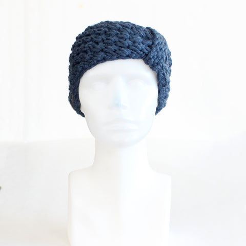 Denim Blue Bow-Style Knit Headband