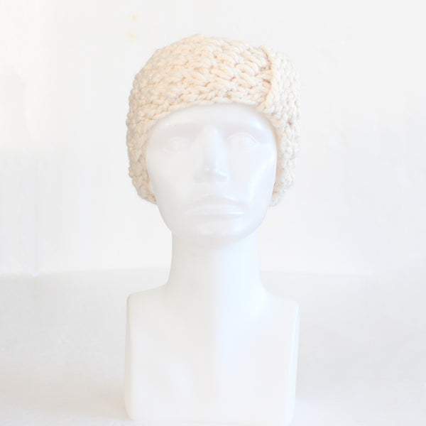 Beige Bow-Style Knit Headband