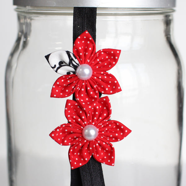 Red Polka Dot Flower Headband