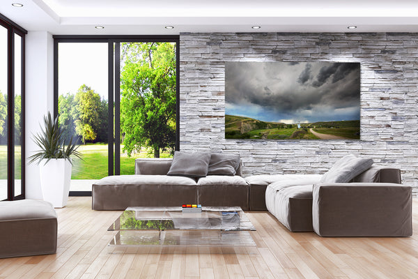 Image of Badlands picture hanging on Modern Luxury Living Room Wall.