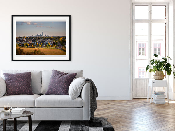 Edmonton skyline framed print. Modern decor ideas for urban walls.