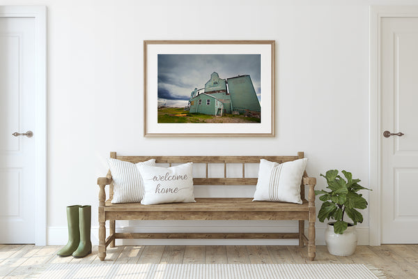 Framed print of Fort Macleod in rustic modern home. Alberta themed Wall decor by Larry Jang.