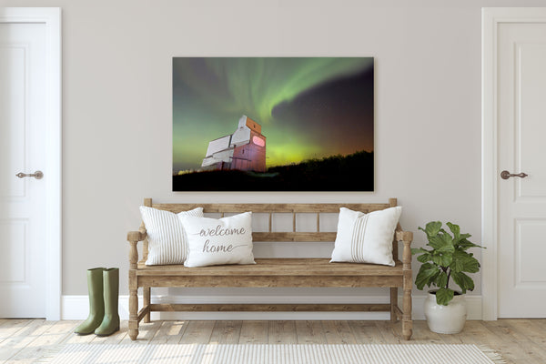 Northern Lights Canvas featuring Legal Grain Elevator 