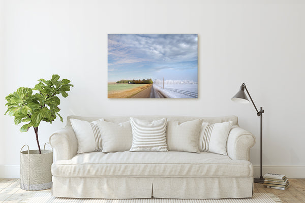 Picture depicting 4 Prairie seasons hanging above sofa