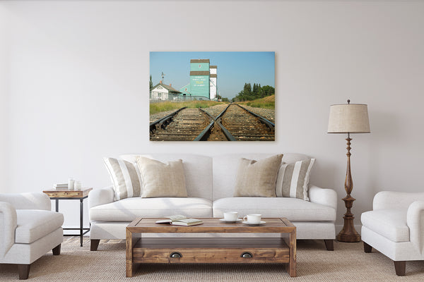 Prairie rustic grain elevator print. Wall decor ideas for modern farmhouse living room. 