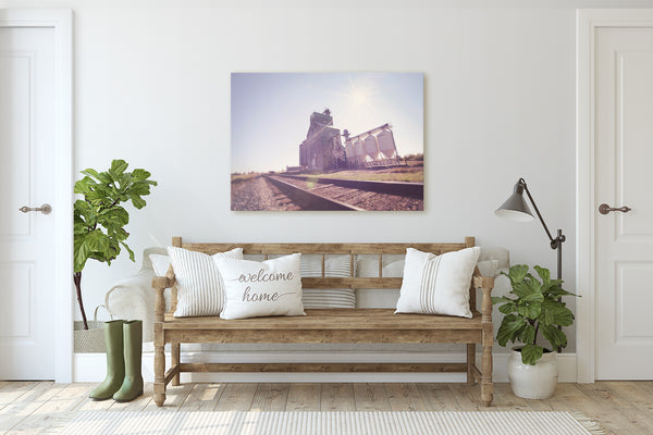 Modern farmhouse decor. Wanderlust canvas print of life on the prairies.