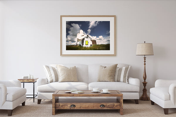 Gorgeous framed print of Wrentham Grain Elevator. Rustic Modern Home Decor.