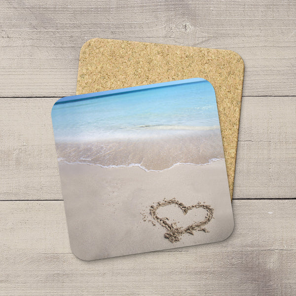 Photo Coasters of a heart drawn in the sand while on vacation in Cuba. Souvenirs & home accessories. Handmade in Edmonton, Alberta by Canadian photographer & artist Larry Jang.