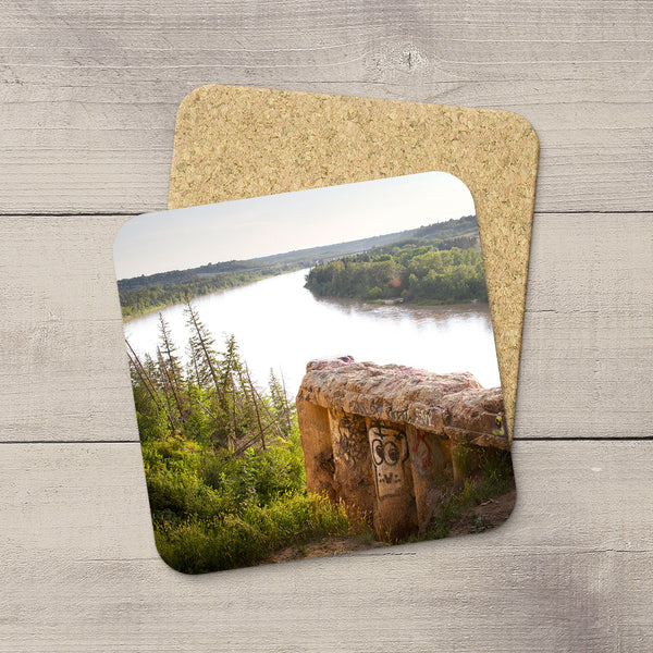 Table Accessories. Photo coasters featuring iconic End of the World. A retaining wall near Keilor Road. Handmade in YEG by acclaimed Alberta artist & Photographer Larry Jang.