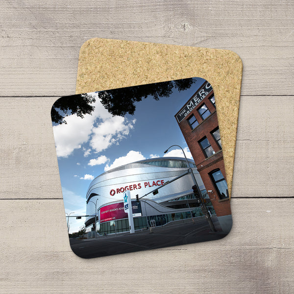 Table Accessories. Photo coasters featuring Rogers place & Mercer building. Handmade in YEG by acclaimed Alberta artist & Photographer Larry Jang.
