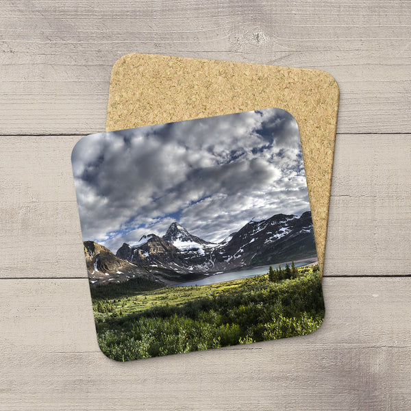 Photo Coasters of Mount Assiniboine in Canadian Rockies, Canada. Handmade in Edmonton, Alberta by Canadian photographer & artist Larry Jang.