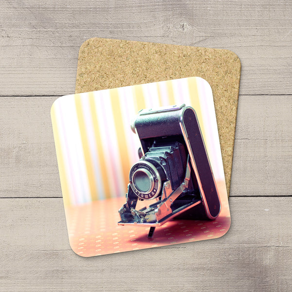 Decor for Photography Studio or Man Cave. Photo Coasters featuring a Vintage Sears Tower Camera by Larry Jang, an Edmonton based artist & photographer. 