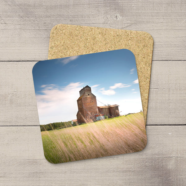 Drink Coasters hand printed with a photo of Kingman grain elevator by Larry Jang