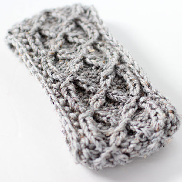 Speckled Gray Crisscross Double Button Knit Headband