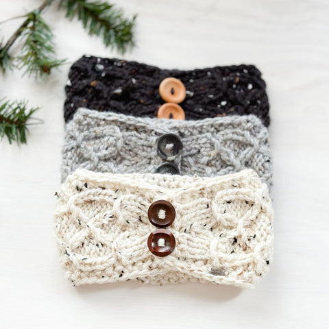 Crisscross Double Button Knit Headband