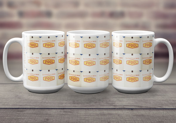 Big oversized Mugs for Hot Drinks featuring the Saskacthewan Wheat Pool Logo. Great gift idea that celebrates Life in the Canadian Prairies. Handmade in Edmonton, Canada by photographer & artist Larry Jang.