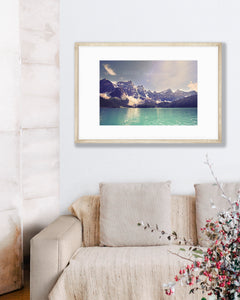 Big Matted Art Print Ready to Frame Moraine Lake Artwork with Wanderlust Words