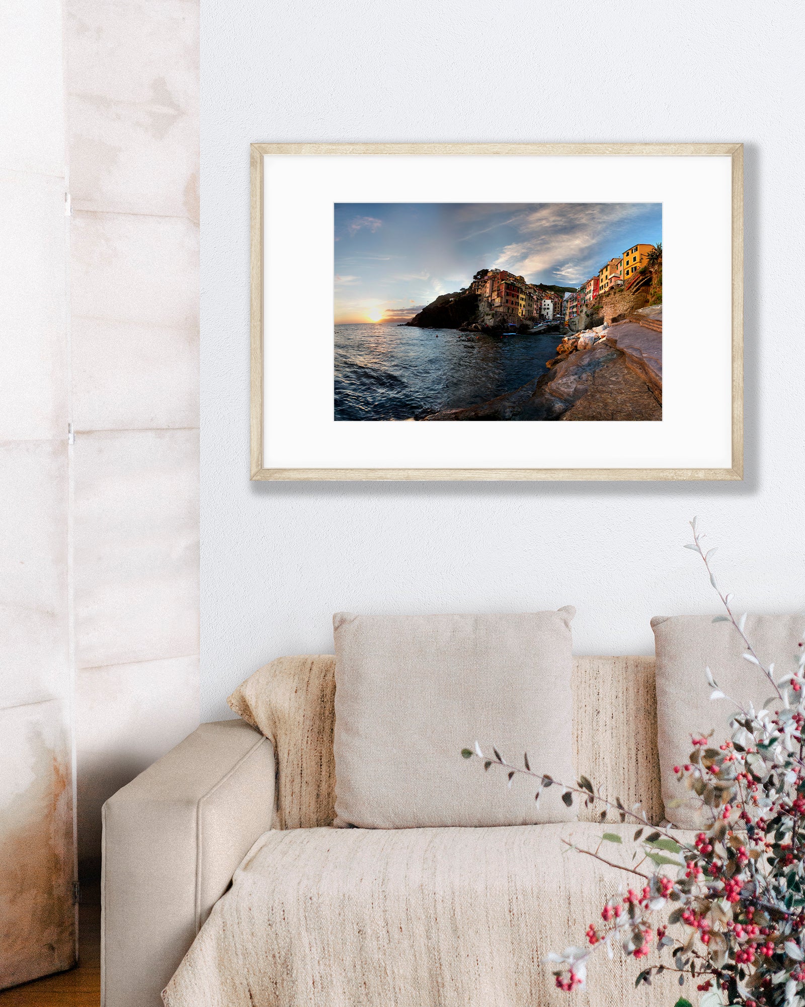 Big Matted Art Print Ready to Frame Riomaggiore in Cinque Terre Italy