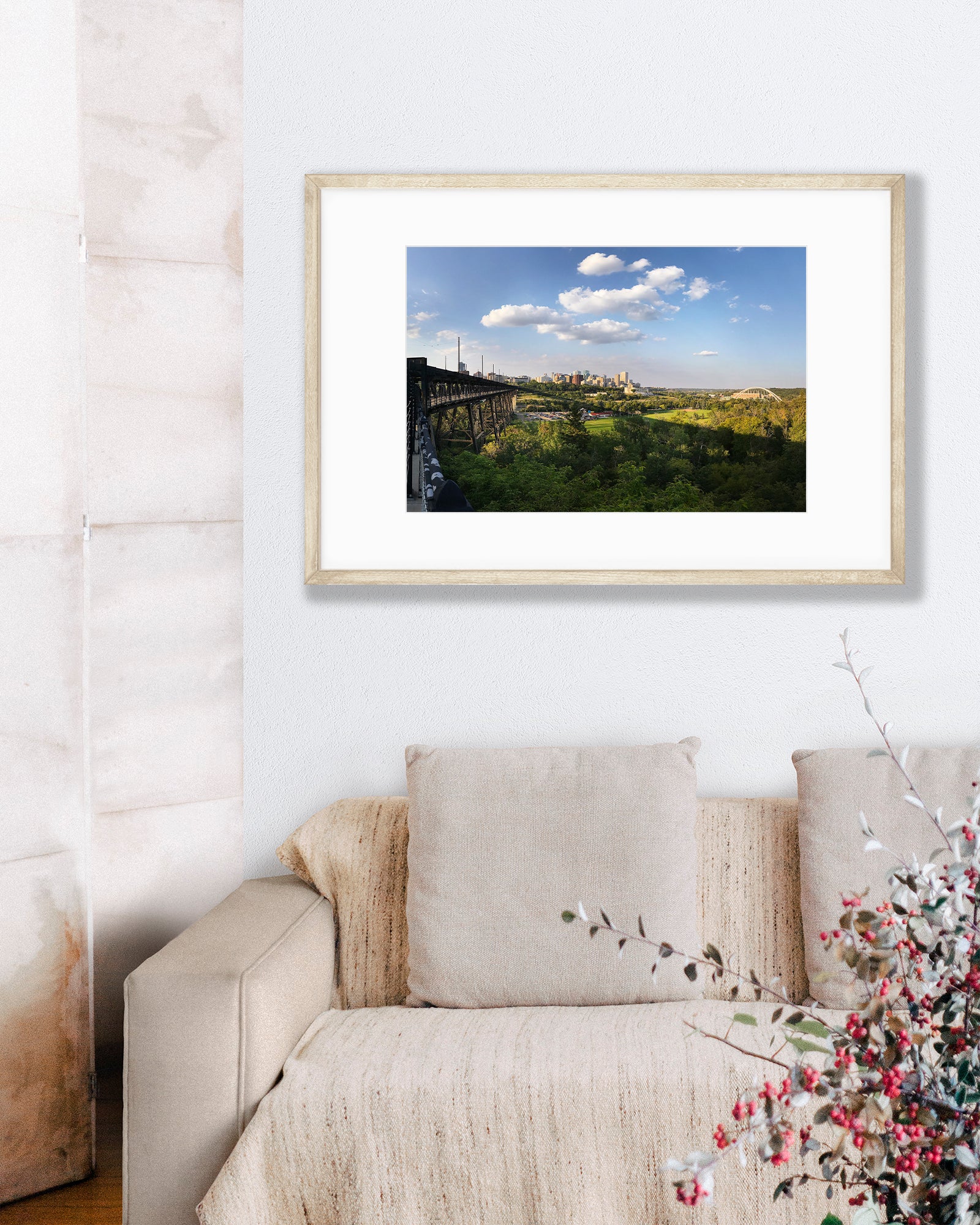 Big Matted Art Print Ready to Frame High Level Bridge Edmonton River Valley