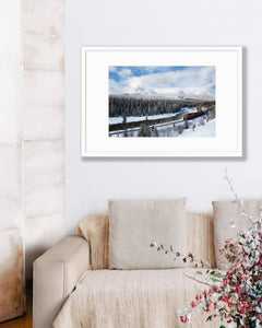 Big Matted Art Print Ready to Frame Morants Curve In Banff National Park Winter Wonderland