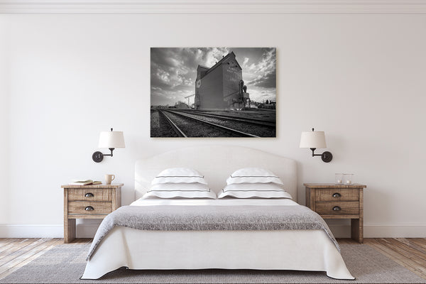 Art Print of Leduc Grain Elevator in Black and White