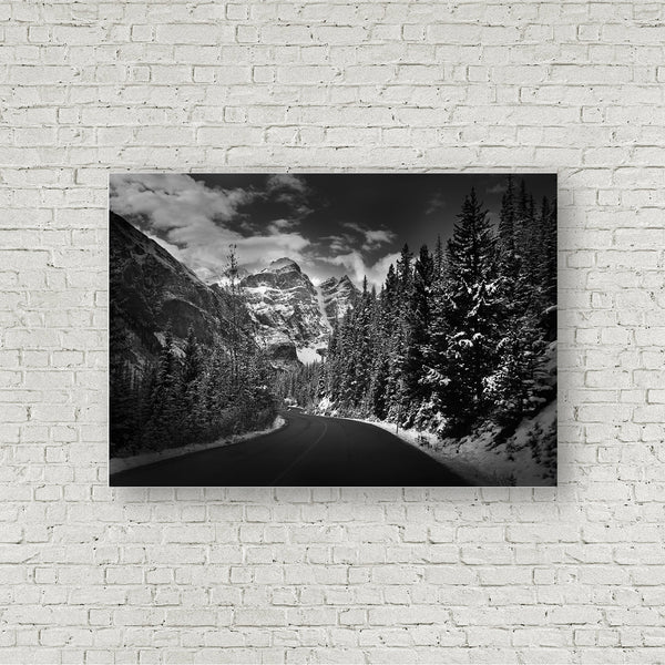 Driving to Moraine (Black and White)