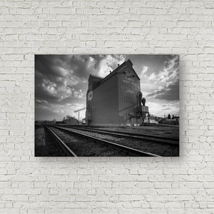 Art Print of Leduc Grain Elevator in Black and White