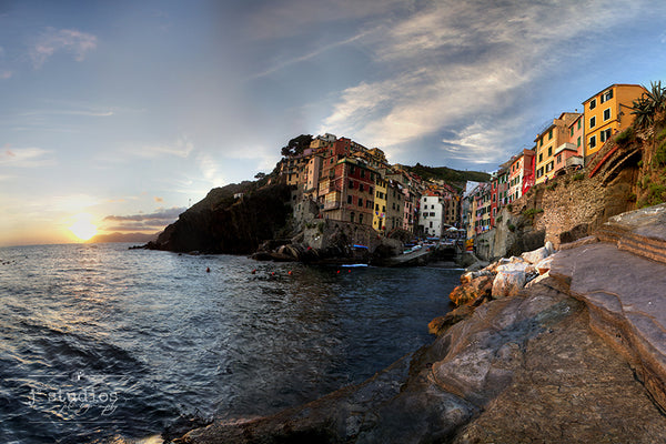 Big Matted Art Print Ready to Frame Riomaggiore in Cinque Terre Italy