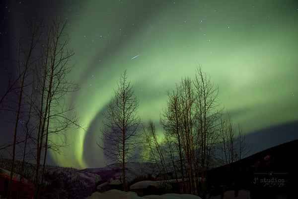 Aurora Trails is an art print of the northern lights in Alaska. Night Sky Photography.