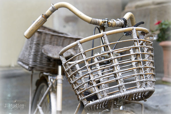 Bamboo Basket is an image of a wooden basket on a bamboo bike in Florence.