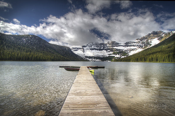 Cameron's Pier is an art print of Waterton Lake National Park.