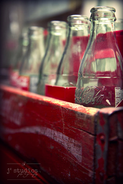 Coke Classic - vintage coke bottles in wood crate