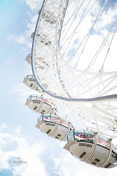 Art print of the most famous Ferris Wheel in England, the London Eye. Nursery room decor travel photography.
