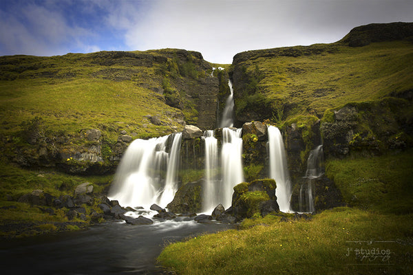 Gluggafoss is an image of the inverted trident shaped waterfall on the Merkja river in South Iceland. Icelandic Landscape Photography.
