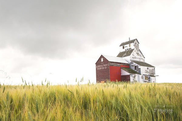 Once Upon A Time in Raley is a timeless dreamy art print featuring the oldest grain elevator in Alberta. Heritage themed photography.