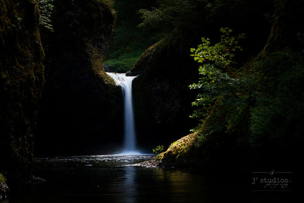 Punchbowl Aglow is an art print of Punch Bowl Falls in the Columbia River Gorge in Oregon.