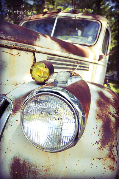 Rusty Lights is a fine art photograph of a headlight on a 1940s Chevy truck. Beautiful art print.