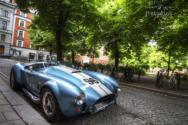 Shelby in  Stockholm is an image of a Shelby Cobra in Södermalm Sweden. Old Car Photography. 