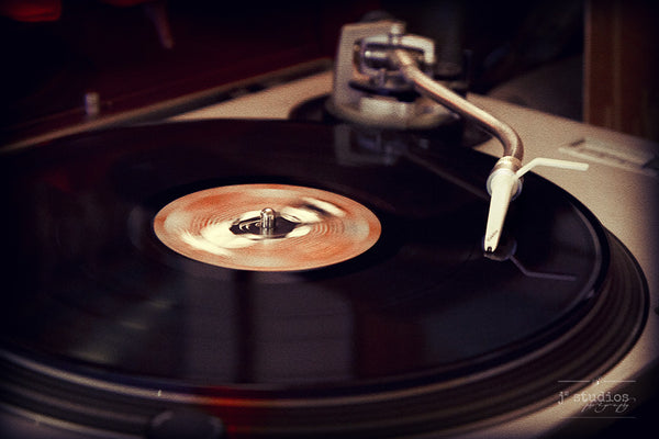 Spin - Retro Record Player Photography Art Print