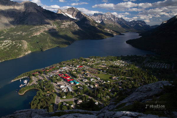 Art Print of the Village of Waterton as seen on Bear's Hump. Iconic images of Canada.