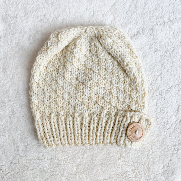 Slouchy Knit Toque with Buttons - Solids