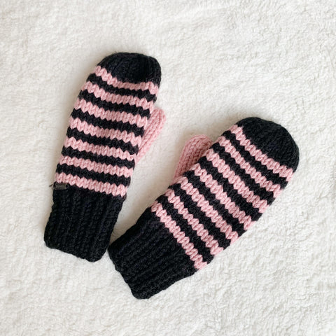 Fleece-lined Knit Mittens