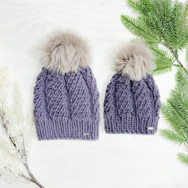 Faux Fur Pom Pom Knit Toque